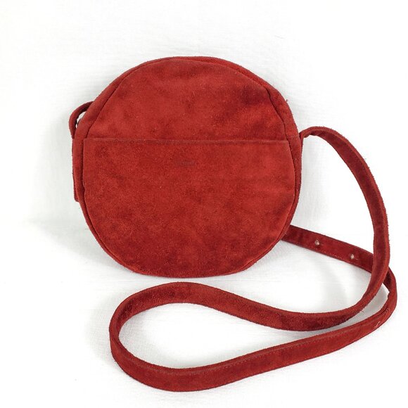 BAGGU Handbags - Baggu Circle Purse Two Rust Red Suede Natural Milled Leather Small Crossbody Bag